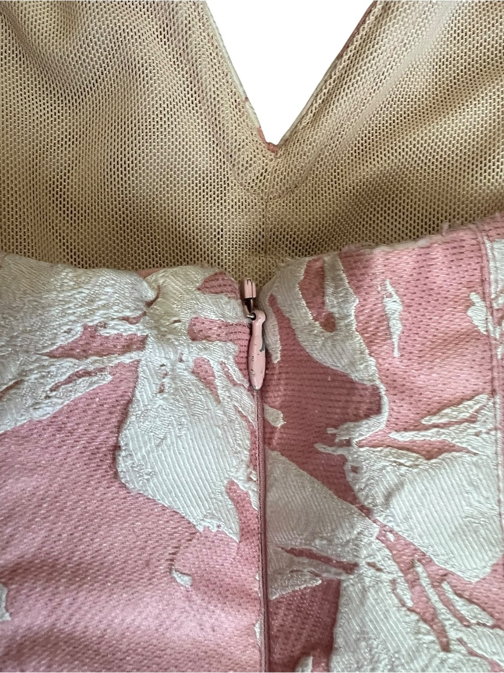 Halston Heritage Women’s Vie En Rose Strapless Pink White Floral Jacquard Dress - Picture 12 of 14